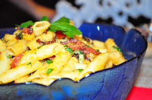 Crispy salami pasta, salami pasta