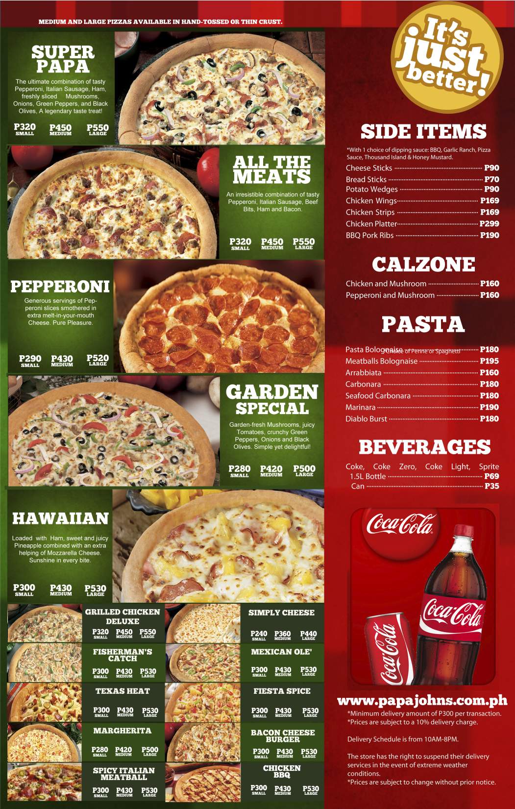 Papa John's Pizza, Better Ingredients Better Pizza, pizza, fresh pizza, Papa John's Menu