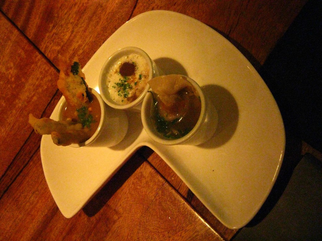 Soup sips, Chef Laudico, Bistro Filipino, trio of soup