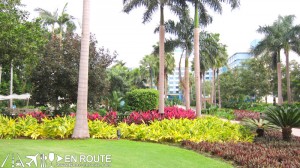 Hong Kong Disneyland Hollywood Hotel - Colorful flowers and plants lining the walkways