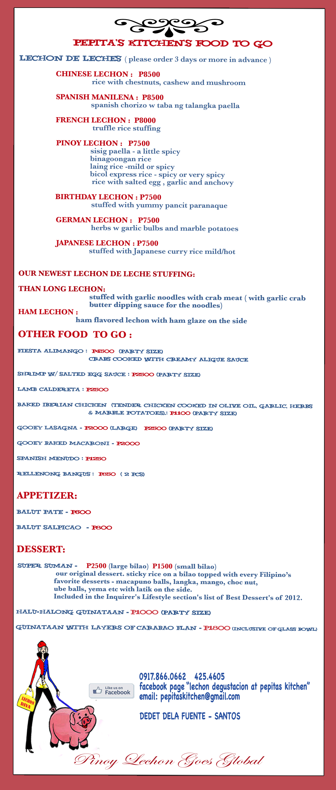 PEPITAS TO GO menu october 2013